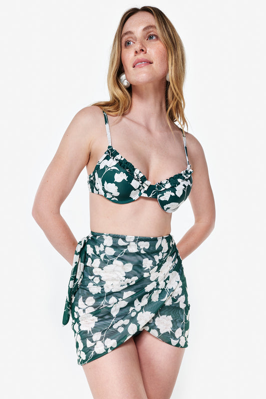 Bridget Wrap Skirt in Green Floral