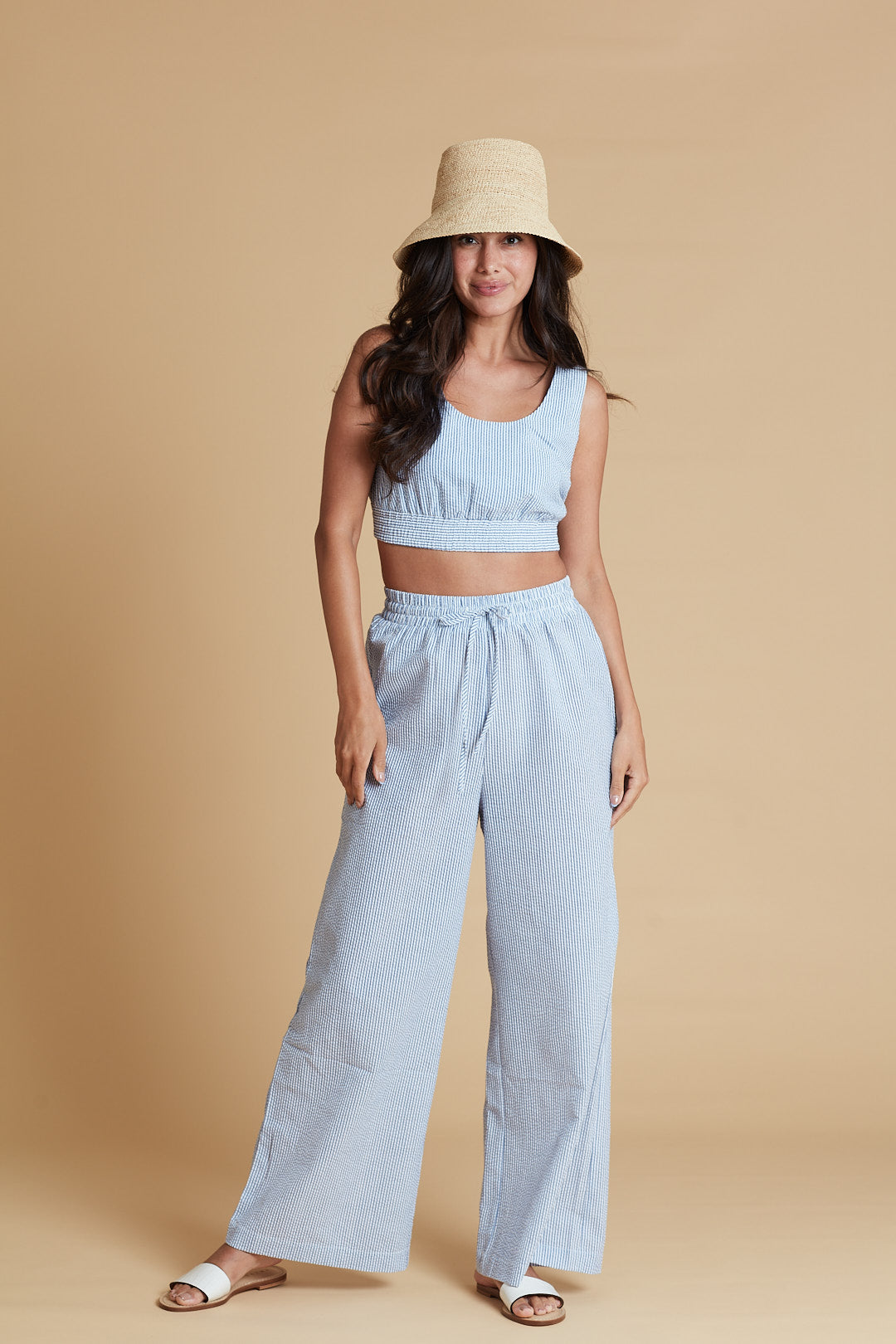 Rosie Crop Top in Blue Stripe